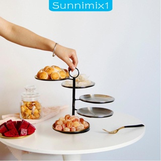 [Sunnimix1] ถาดสเตนเลส 5 ช่อง พร้อมที่จับ สําหรับวางคัพเค้ก คุกกี้ ขนมขบเคี้ยว