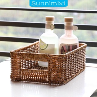 [Sunnimix1] ตะกร้าปิกนิก ทรงสี่เหลี่ยมผืนผ้า สําหรับใส่ช็อคโกแลต เครื่องสําอาง เครื่องดื่ม อาหาร ผลไม้