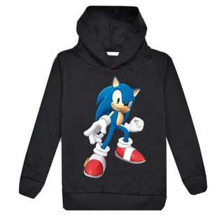 เสื้อกันหนาวแขนยาว มีฮู้ด พิมพ์ลายการ์ตูน Sonic The Hedgehog แฟชั่นสําหรับเด็กผู้ชาย และเด็กผู้หญิง