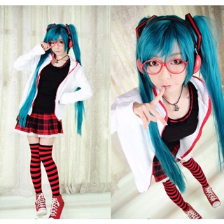 เครื่องแต่งกายคอสเพลย์ การ์ตูนอนิเมะ Hatsune Miku Glasses Girl Hatsune VOCALOID