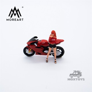 Moreart ชุดตุ๊กตาเด็กผู้หญิง ผมสีส้ม ขนาด 1:64 สําหรับขี่มอเตอร์ไซค์