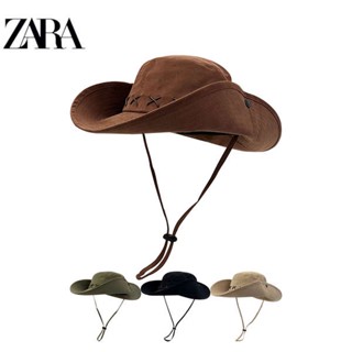 หมวกเดินป่า ZARA AMERICAN VINTAGE WESTERN COWBOY HAT HOTTIE STYLE ฤดูร้อนริมทะเล SUN PROTECTION HAT BIG BRIM FISHERMAN HAT