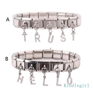 King โมดูลสร้อยข้อมือ สายรัดข้อมือ สเตนเลส ลายตัวอักษร หรูหรา DIY