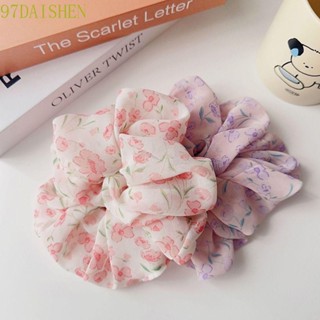 Daishen1 ดอกไม้ ผม Scrunchies ยืดหยุ่น หวาน กว้าง ของขวัญ ชีฟอง ยางรัดผม สําหรับผู้หญิง ยางรัดผม