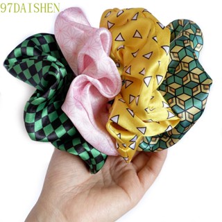 Daishen1 ยางรัดผม ลายสก๊อต Demon Slayer Scrunchies สําหรับผู้หญิง