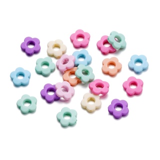 ลูกปัดอะคริลิคดอกไม้ 5กลีบ สีผสม กลวง ขนาด 14มม.50ชิ้น สำหรั…