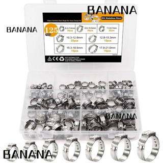 Banana1 แคลมป์หนีบท่อ สเตนเลส 304 หูเดี่ยว 6-21 มม. 7 ขนาด สําหรับรถยนต์ 125 ชิ้น