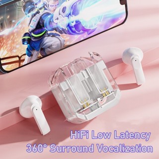 Tws-19 หูฟังบลูทูธไร้สาย 5.3 HiFi ตัดเสียงรบกวน พร้อมกล่องชาร์จ สีโปร่งใส สําหรับเล่นกีฬา