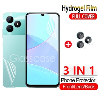 สําหรับ Realme C51 2023 3 In 1 หน้า หลัง นิ่ม ฟิล์มไฮโดรเจล สําหรับ Realme C51 C53 C55 C 51 C 53 Nfc นิ่ม ฟิล์มไฮโดรเจล ป้องกันหน้าจอ ฟิล์มเต็มรูปแบบ ฟิล์มด้านหน้า