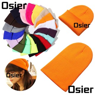 Osier1 หมวกบีนนี่ลําลอง ผ้าถัก สีพื้น น่ารัก สําหรับผู้หญิง