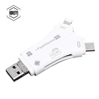 4 in 1 แฟลชไดรฟ์ USB สําหรับเครื่องอ่านการ์ด iPhone 5 6 7 8 X 11 12 13 14 Macbook SD TF