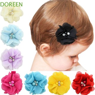 Doreen กิ๊บติดผม ผ้าชีฟอง ดอกไม้น่ารัก ประดับมุก คริสตัล สําหรับเด็กทารก