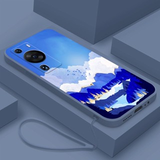 เคสโทรศัพท์ซิลิโคน กันกระแทก ลายภูเขายอดเขา พร้อมสายคล้อง สําหรับ Xiaomi Mi 10 11 12 Pro POCO X3 GT 11 Ultar 12X
