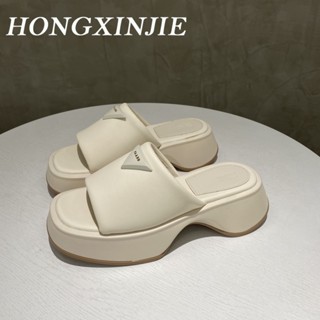 HONGXINJIE  รองเท้าแตะลิ่ม รองเท้าแฟชั่น สะดวกสบาย ฟชั่น ด้านล่างหนา 2023 ใหม่ B26G05S 34Z230822