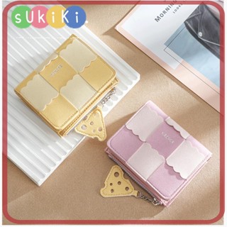 Sukiki กระเป๋าสตางค์ใบสั้น ใส่บัตรได้หลายช่อง ใส่เอกสาร บิสกิต น่ารัก มินิมอล DIY แฮนด์เมด มัลติฟังก์ชั่น เป็นศูนย์ กระเป๋าสตางค์ผู้หญิง