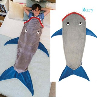 Children Shark Sleeping Bag Ultra-soft Fluffy Flannel Fishtail Blanket Sleepsack