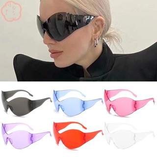 Mioshop แว่นตากันแดด ขนาดใหญ่ ไม่มีขอบ สีดํา สําหรับขี่จักรยาน ท่องเที่ยว ชายหาด กลางแจ้ง