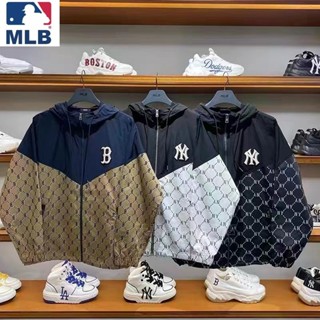 Mlb100% ของแท้ เสื้อแจ็กเก็ตกีฬาลําลอง มีฮู้ด ระบายอากาศ กันลม สไตล์คลาสสิก สําหรับผู้ชาย