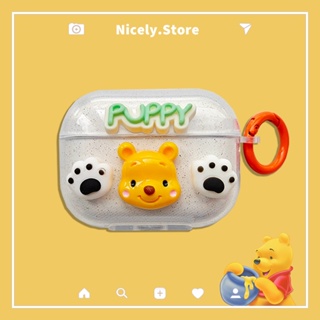 เคสหูฟังบลูทูธไร้สาย TPU ใส กันกระแทก ลายการ์ตูนหมีพูห์ 3D สําหรับ Airpods 1 2 Pro2 Air Pod 3 Pro