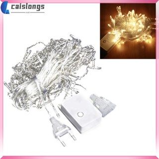 Caislongs สายไฟหิ่งห้อย LED 100 ดวง ทองแดง กันน้ํา ปลั๊ก EU ยาว 10 ม. สีขาวอบอุ่น สําหรับตกแต่งสวน ลานบ้าน