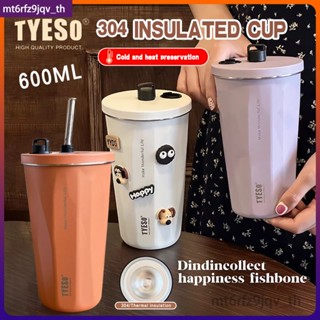 แก้วเก็บความเย็น แก้วกาแฟ TYESO หูหิ้วแก้ว หูหิ้วซิลิโคน สูญญากาศสแตนเลส 304 ถ้วยความร้อน