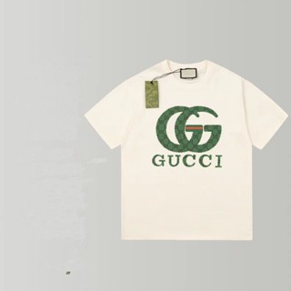 ใหม่ Gucc เสื้อยืดลําลอง แขนสั้น สําหรับผู้ชาย และผู้หญิง