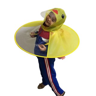 【yunhai】Creative Cartoon Duck Rain Hat Foldable Children Raincoat Umbrella Cape