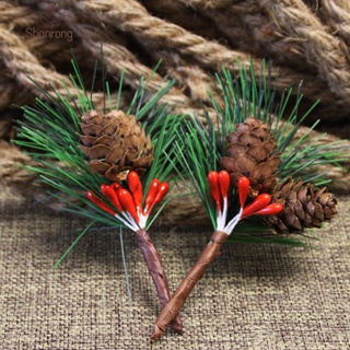 Shanrong ไม้สนประดิษฐ์ ดอกไม้ เข็มสน กิ่งไม้ ของขวัญ ตกแต่งต้นคริสต์มาส บ้าน พวงหรีดคริสต์มาส