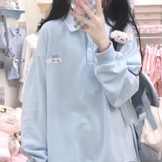 เสื้อกันหนาวแขนยาว พิมพ์ลายการ์ตูนอนิเมะ Sanrio Cinnamoroll แฟชั่นฤดูใบไม้ผลิ และฤดูใบไม้ร่วง สําหรับผู้หญิง [ZXL]