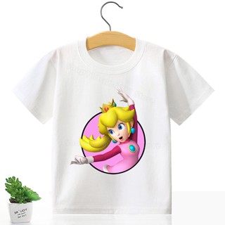 เสื้อยืด ผ้าฝ้าย พิมพ์ลายการ์ตูน Super Mario Bros แฟชั่นฤดูร้อน สําหรับเด็กผู้ชาย และเด็กผู้หญิง