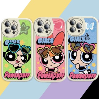 เคสโทรศัพท์มือถือหนังแกะ TPU ผสมซิลิโคน กันกระแทก ลาย The Powerpuff Girls หรูหรา สําหรับ Redmi 9 10 9A 9C 10C Note 7 8 10 11T 11S 10S K20 K40