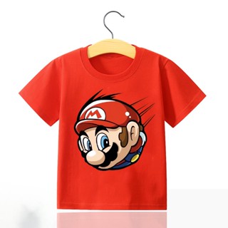 ใหม่ เสื้อยืดลําลอง ผ้าฝ้าย แขนสั้น พิมพ์ลายการ์ตูน Super Mario แฟชั่นฤดูร้อน สําหรับเด็กผู้ชาย ผู้หญิง ของขวัญวันเกิด