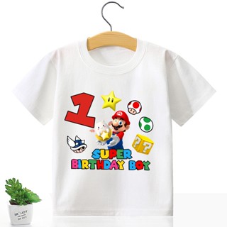 เสื้อยืดแขนสั้น พิมพ์ลายการ์ตูน Super Marioes เหมาะกับของขวัญวันเกิด สําหรับเด็กผู้ชาย และเด็กผู้หญิง