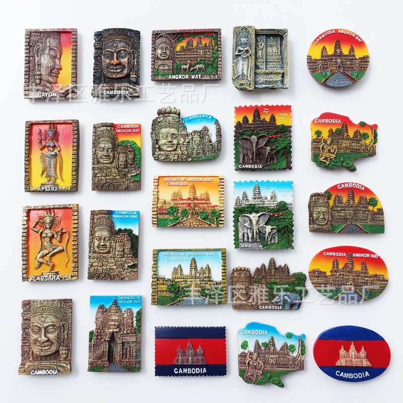 สติกเกอร์แม่เหล็ก ลาย Angkor Wat Cambodia สําหรับตกแต่งบ้าน ตู้เย็น