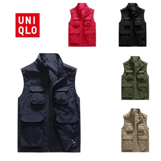 Uniqlo เสื้อกั๊กลําลอง คอวี มีหลายกระเป๋า พลัสไซซ์ คุณภาพสูง…