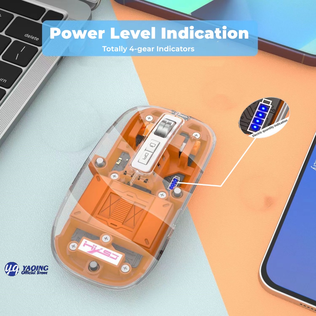 Yq Mouse BT/2.4 M133 - เม้าส์ไร้สาย เชื่อมต่อบลูทูธ ต่อ USB ปรับ DPI ได้ มีแบตในตัว มีไฟแสดงสถานะ - รูปที่ 4
