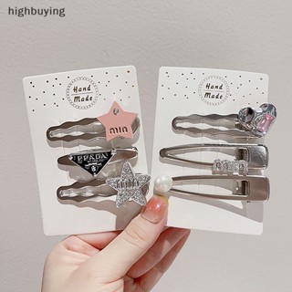 [highbuying] กิ๊บติดผม โลหะผสม รูปหัวใจ ประดับพลอยเทียม สวยหรู สีเงิน เครื่องประดับ สําหรับผู้หญิง พร้อมส่ง