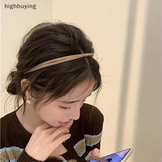 [highbuying] ที่คาดผม ที่คาดผม แบบผูกปม เรียบง่าย สไตล์เกาหลี สีพื้น หนัง PU บาง เครื่องประดับผม ใหม่ พร้อมส่ง