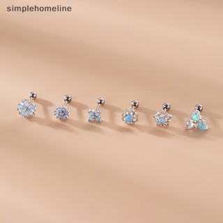 [simplehomeline] ใหม่ ต่างหูสตั๊ด สเตนเลส แบบบาง โอปอล ขนาดเล็ก แฟชั่นสําหรับผู้หญิง 1 ชิ้น