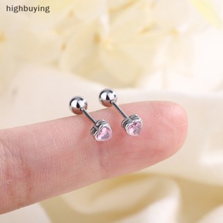 [highbuying] 1 คู่ หัวใจ เพทาย หู กระดูก เล็บ เกลียว ต่างหูสตั๊ด สําหรับผู้หญิง สาว งานแต่งงาน ปาร์ตี้ ใหม่ เครื่องประดับ ของขวัญ ใหม่ พร้อมส่ง