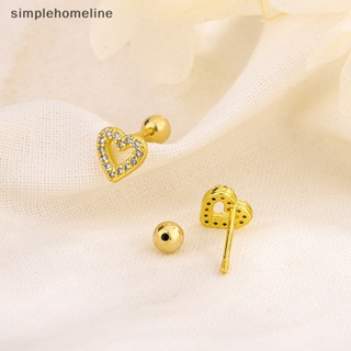 [simplehomeline] ต่างหูสตั๊ด เพทาย กลวง รูปหัวใจ เรียบง่าย ของขวัญวันเกิด สําหรับผู้หญิง เด็กผู้หญิง 1 คู่