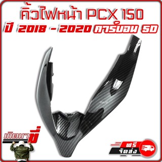 คิ้วไฟหน้า PCX 150i 2018-2020 ตัวV เคฟล่าดำ คาร์บอน 5D