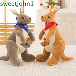 Sweetjohn ตุ๊กตาจิงโจ้ ผ้าพันคอ แบบนิ่ม ขนาด 28 ซม. 38 ซม. ของเล่นสําหรับแม่ และลูก