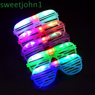 Sweetjohn แว่นตาชัตเตอร์ LED เรืองแสงในที่มืด 6 สี