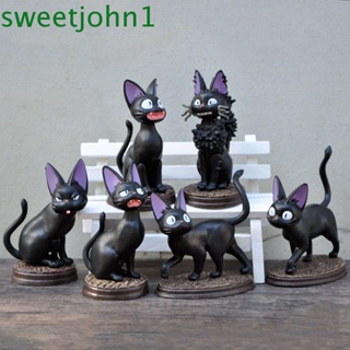 Sweetjohn ฟิกเกอร์ PVC รูปปั้นแมวดํา ขนาดเล็ก สําหรับตกแต่งบ้าน DIY