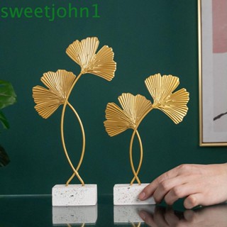 Sweetjohn รูปปั้นใบไม้ โลหะ สีทอง สําหรับตกแต่งบ้าน ออฟฟิศ