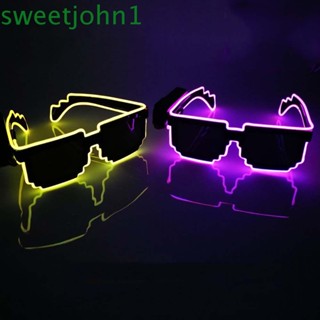 Sweetjohn แว่นตาคอสเพลย์ EL Wire 8 Bit เรืองแสง LED แฟชั่น สําหรับปาร์ตี้ฮาโลวีน