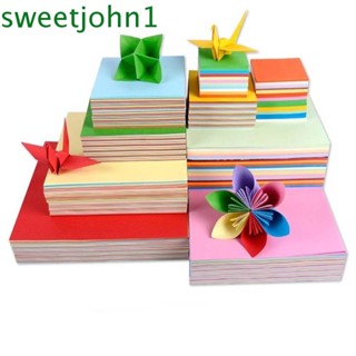 Sweetjohn Origami กระดาษพับสองด้าน 10 สี ของเล่นสําหรับเด็ก DIY