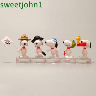 Sweetjohn ตุ๊กตาฟิกเกอร์ Snoopy น่ารัก ขนาดเล็ก ของขวัญ ของเล่น เครื่องประดับ