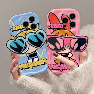 เคสโทรศัพท์มือถือแบบนิ่ม กันกระแทก ลายการ์ตูนพาวเวอร์พัฟเกิร์ล 3D พร้อมที่ตั้งวาง สําหรับ iPhone 14 Pro Max 6 6S 7 8 Plus